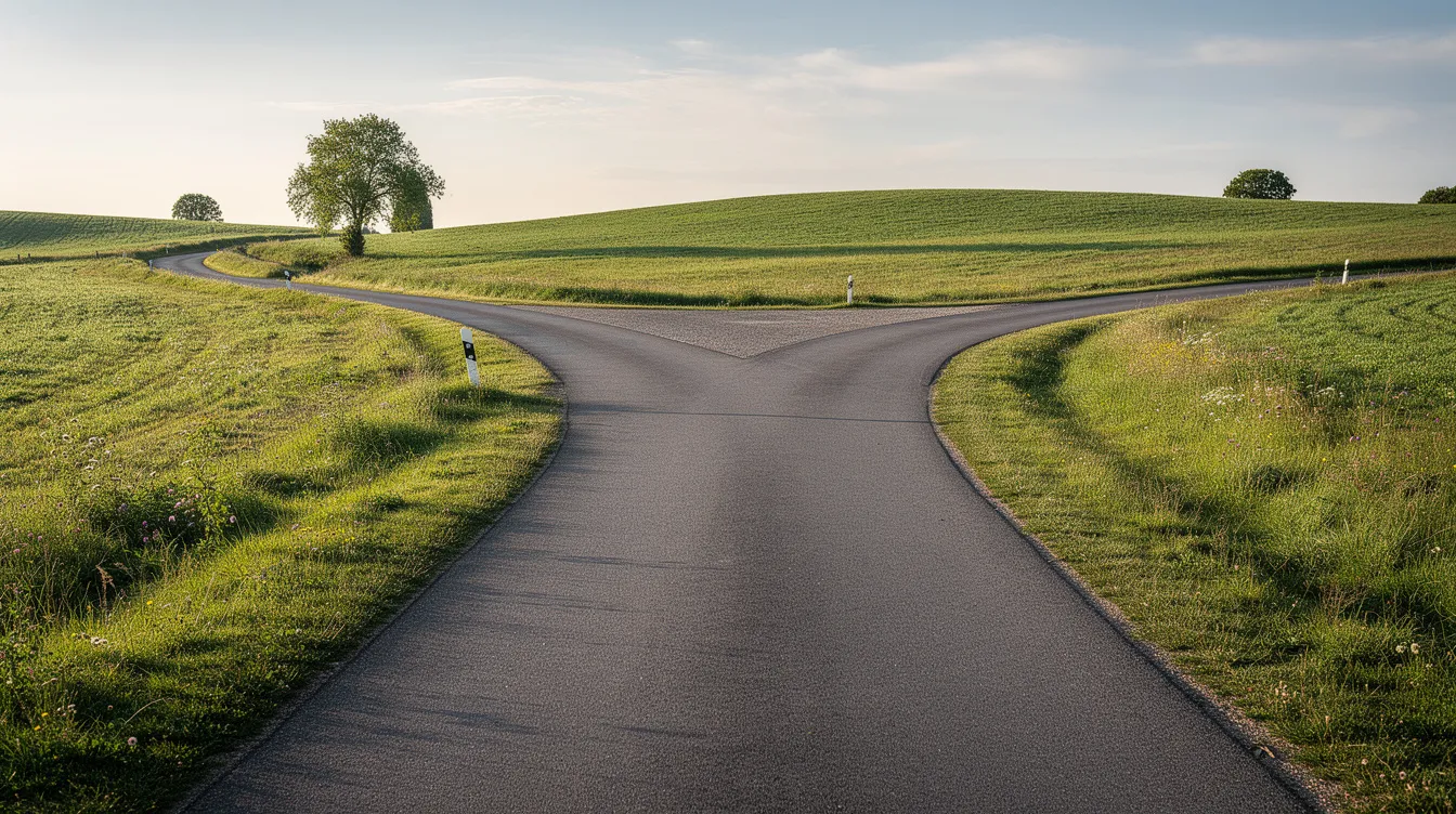 Best Solutions for Amazon Seller Account Terminated: Legitimate Options with New Credentials 4 The image depicts a serene green landscape where a road diverges into two distinct paths, inviting exploration. This fork in the road symbolizes choices and new beginnings, much like the journey of setting up a new seller account on platforms like Amazon.