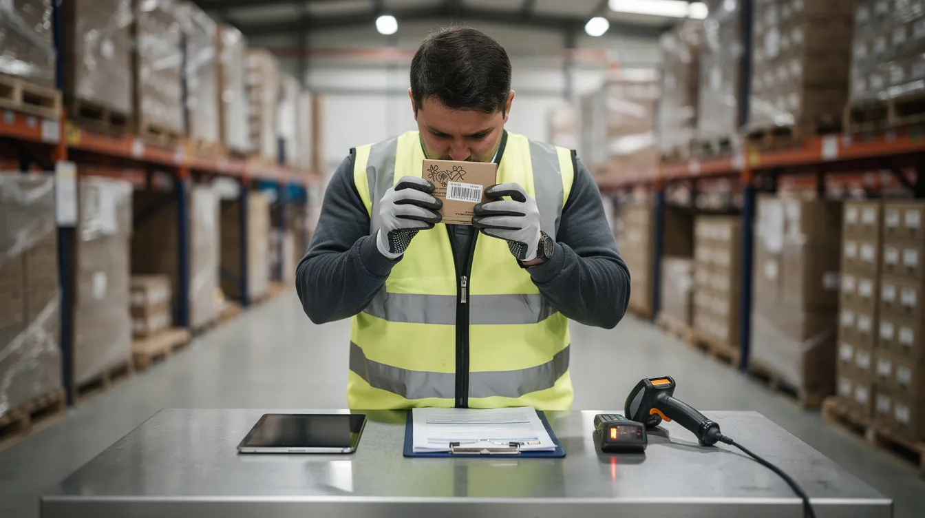 Best Services for Amazon Product Safety Complaint Appeals in 2026 2 The image depicts a person meticulously examining product packaging at a warehouse inspection station, ensuring compliance with applicable safety standards and regulations. This careful review is essential for addressing any potential product safety issues and maintaining accurate product listings on the Amazon marketplace.